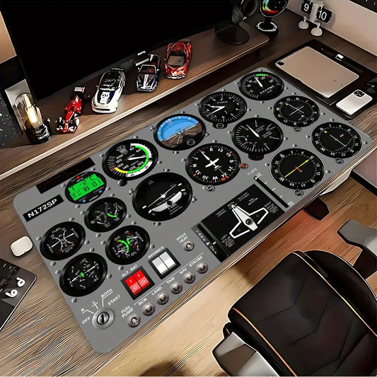 Aircraft Instrument Panel Mouse Pad Large Washable Rubber Office Desk Mat
