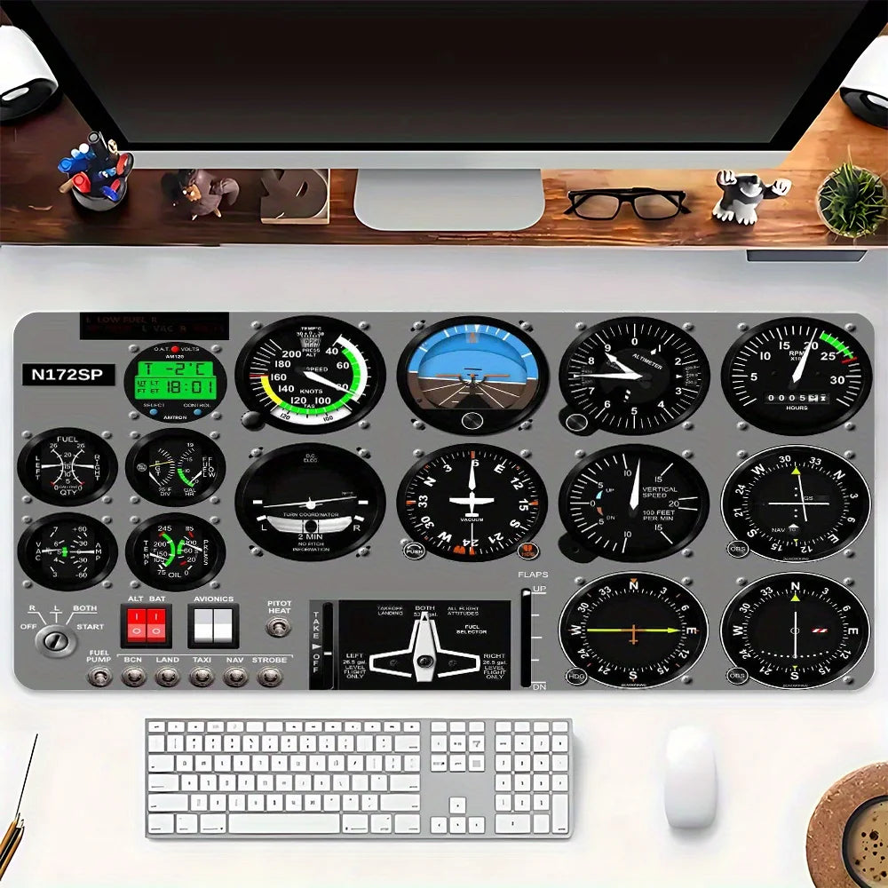 Aircraft Instrument Panel Mouse Pad Large Washable Rubber Office Desk Mat
