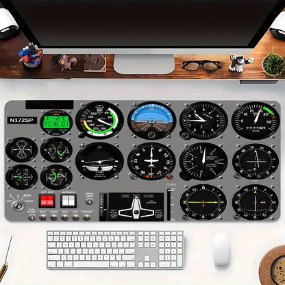 Aircraft Instrument Panel Mouse Pad Large Washable Rubber Office Desk Mat