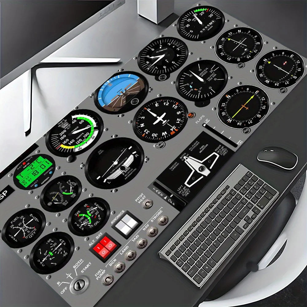 Aircraft Instrument Panel Mouse Pad Large Washable Rubber Office Desk Mat