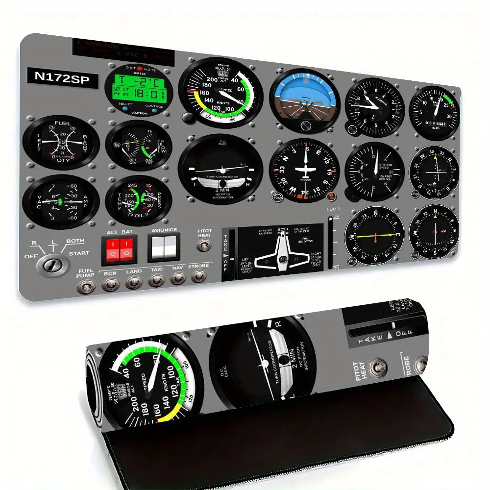 Aircraft Instrument Panel Mouse Pad Large Washable Rubber Office Desk Mat