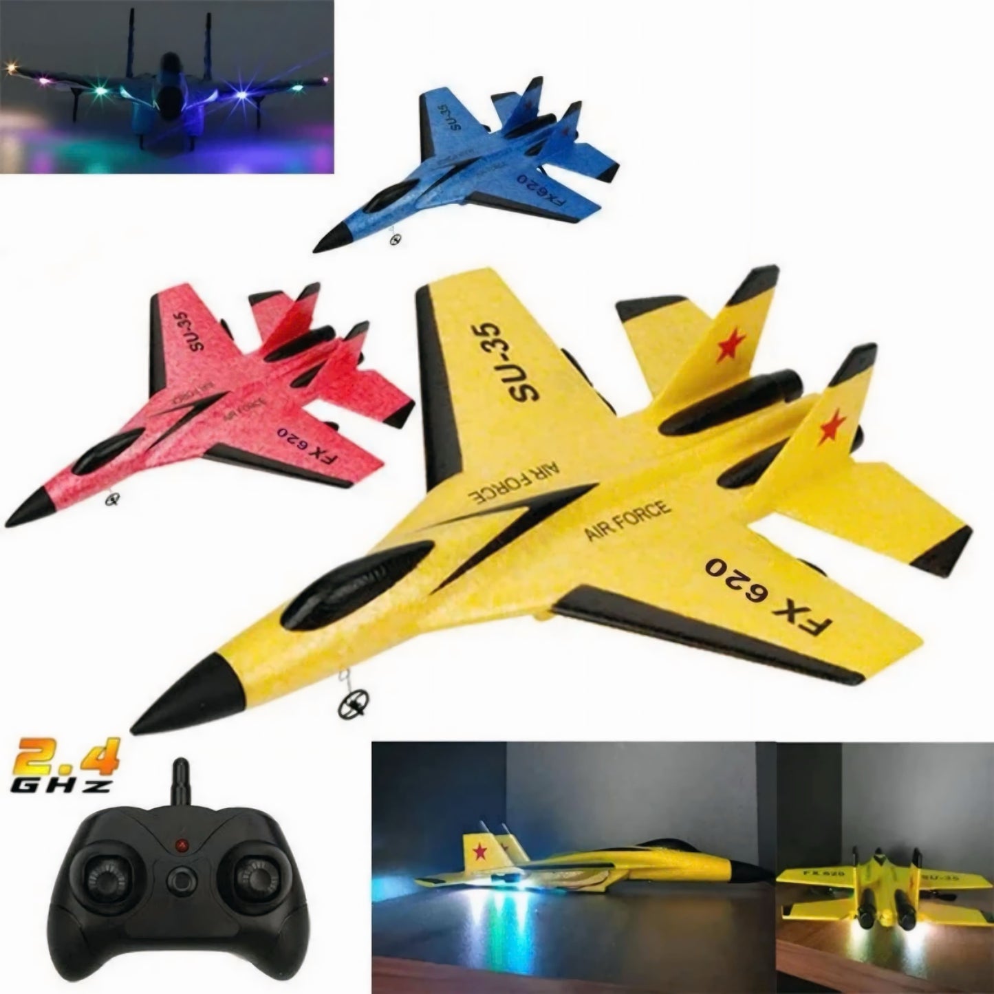 F22 Raptor RC Plane 2.4G 2CH Remote Control Foam Aircraft With LED Lights