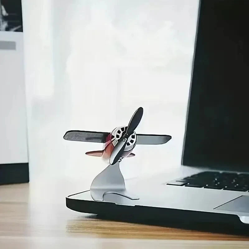 Solar Airplane Desk Ornament - Continuous Rotating Mini Aircraft