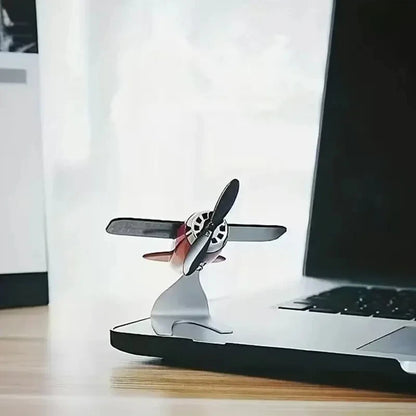 Solar Airplane Desk Ornament - Continuous Rotating Mini Aircraft
