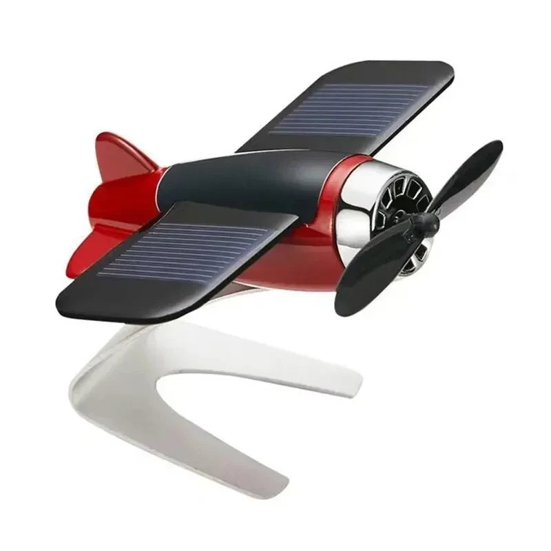 Solar Airplane Desk Ornament - Continuous Rotating Mini Aircraft