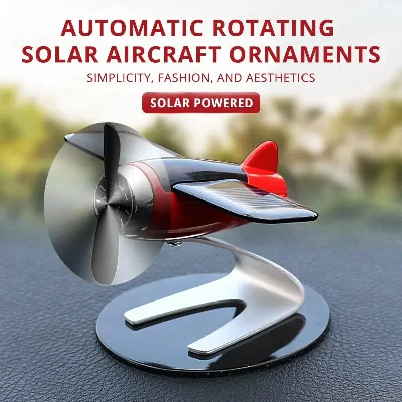 Solar Airplane Desk Ornament - Continuous Rotating Mini Aircraft
