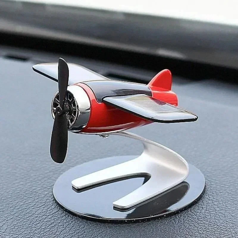 Solar Airplane Desk Ornament - Continuous Rotating Mini Aircraft
