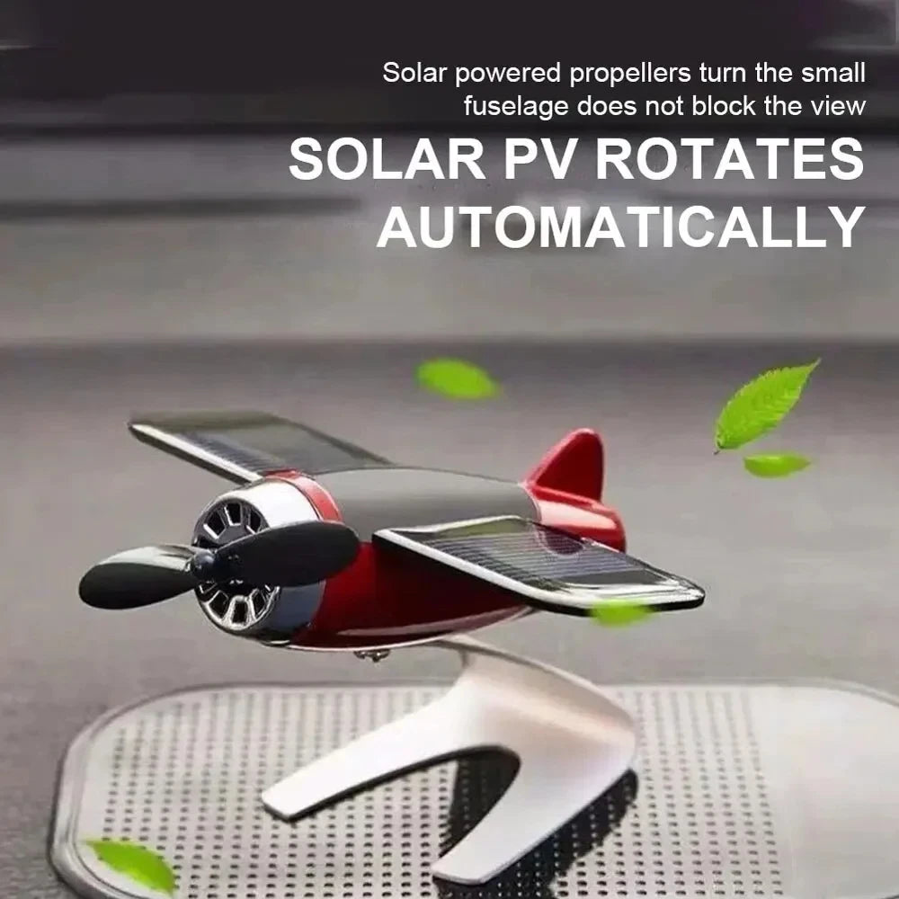 Solar Airplane Desk Ornament - Continuous Rotating Mini Aircraft