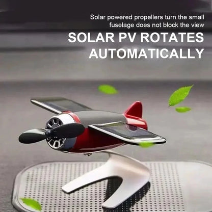 Solar Airplane Desk Ornament - Continuous Rotating Mini Aircraft